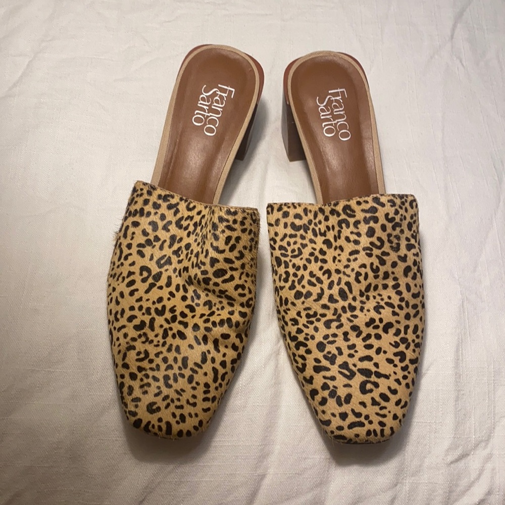Franco Sarto cheetah mules